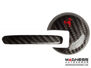 FIAT 500 Interior Door Handle Kit - Carbon Fiber - Red Scorpion Design